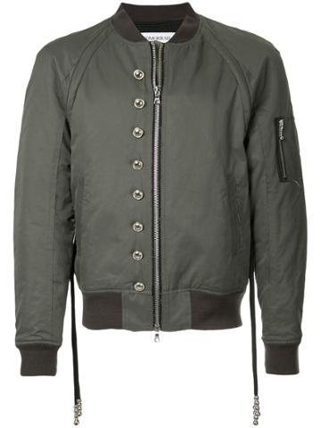 Gomorrah Stud Button Detailed Bomber Jacket - Grey