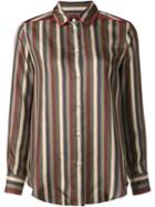 For Restless Sleepers 'leda' Striped Shirt, Women's, Size: Small, Green, Silk