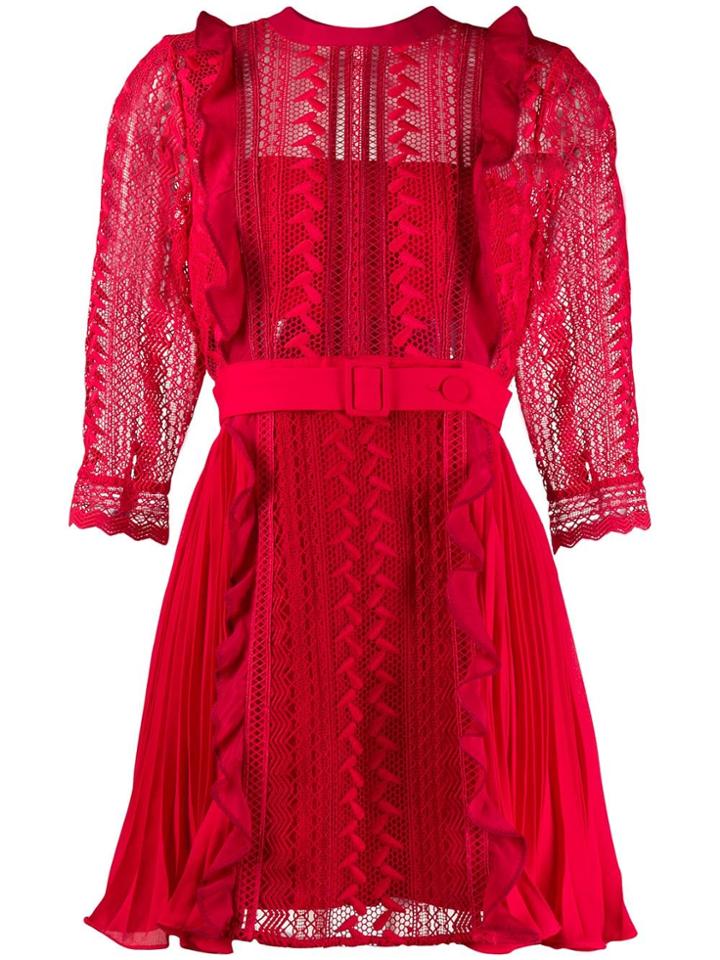 Self-portrait Lace Trim Mini Dress - Red