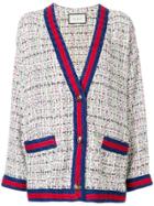 Gucci Tweed Cardigan With Web - Multicolour