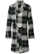 Lost & Found Ria Dunn - High Neck Plaid Coat - Men - Cotton/linen/flax/polyamide/wool - M, Black, Cotton/linen/flax/polyamide/wool
