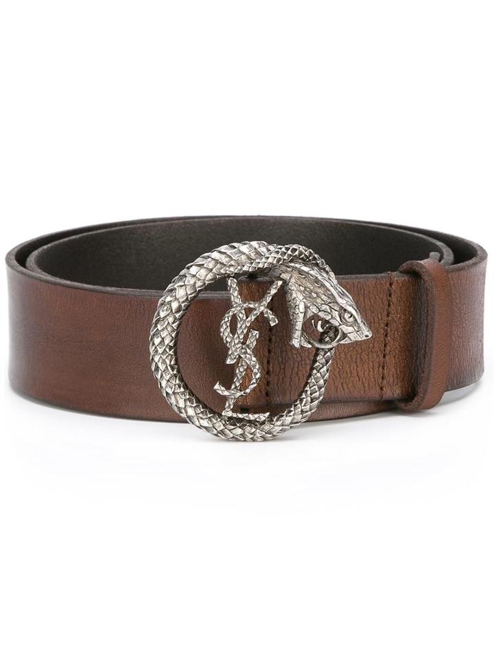 Saint Laurent 'monogram' Serpent Belt, Men's, Size: 90, Brown, Calf Leather