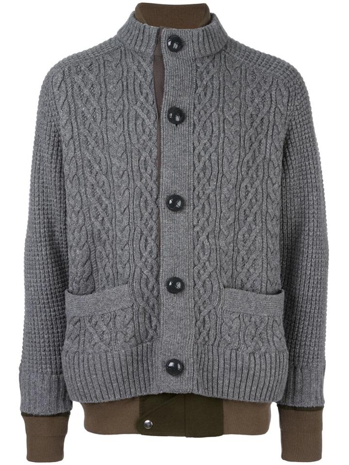 Sacai Layered Effect Cardigan - Grey