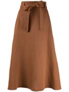 Ballsey Tie Waist Midi Skirt - Brown