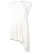 Msgm Asymmetric Pleated Dress - White