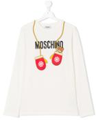 Moschino Kids Teen Bear Gloves T-shirt - White