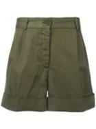 Aspesi - Folded Hem Shorts - Women - Cotton/linen/flax - 42, Women's, Green, Cotton/linen/flax