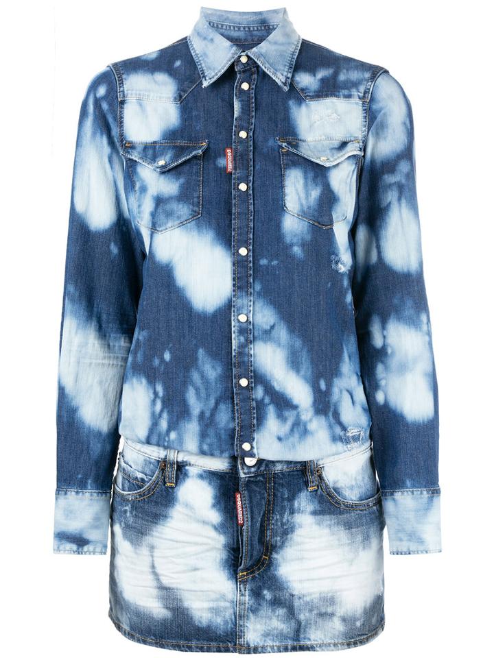 Dsquared2 Bleached Denim Skirt Jumpsuit, Women's, Size: 42, Blue, Cotton/polyester