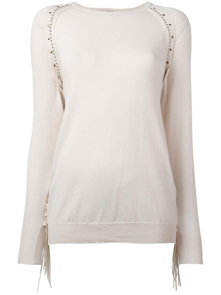 Roberto Cavalli Printed Blouse, Women's, Size: 42, Brown, Silk/suede/polyester/glass