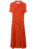 Victoria Victoria Beckham Pleat Detail Shirt Dress - Orange