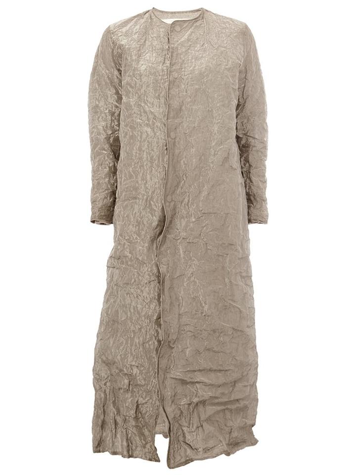 Toogood 'clay' Long Coat, Women's, Size: 2, Grey, Silk/stainless Steel