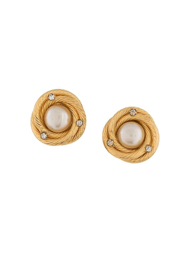 Chanel Vintage Cc Clip On Earrings - Gold