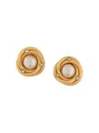 Chanel Vintage Cc Clip On Earrings - Gold