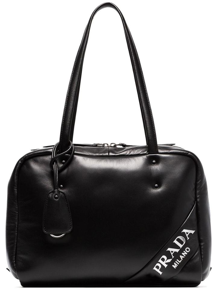 Prada Logo Bowling Bag - Black