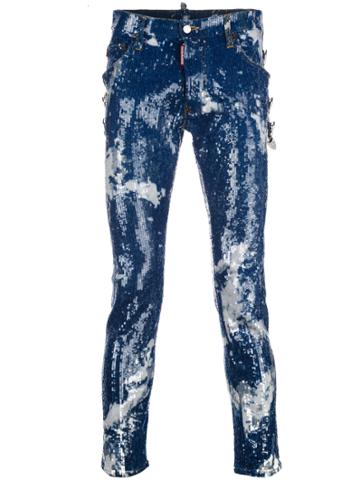 Dsquared2 Sequin Acid Wash Jeans - Blue
