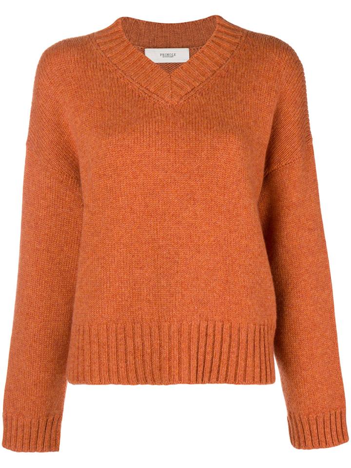 Pringle Of Scotland Cashmere V-neck Sweater - Yellow & Orange