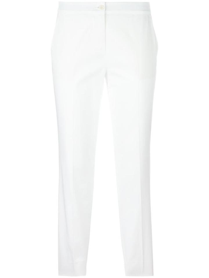Etro Straight Cropped Trousers, Women's, Size: 42, White, Cotton/spandex/elastane