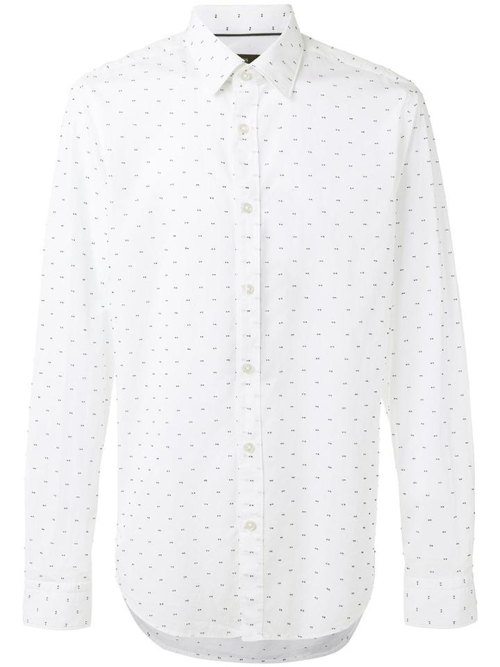 Boss Hugo Boss Dots Print Shirt, Men's, Size: Large, White, Cotton