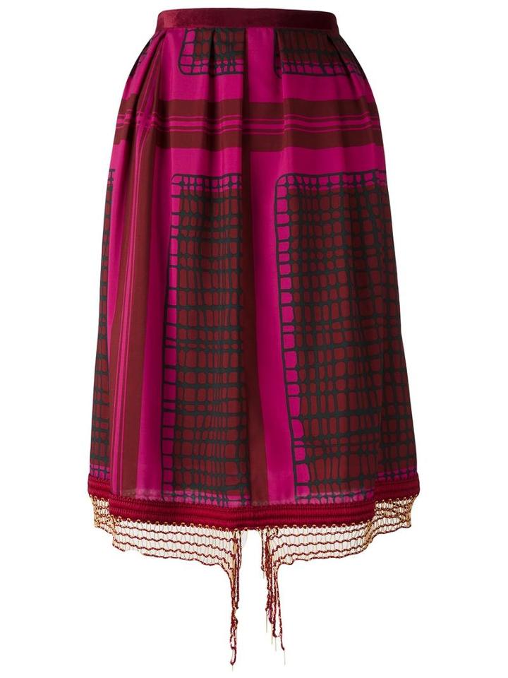 Sacai Printed Midi Skirt, Women's, Size: 3, Pink/purple, Polyester/cupro
