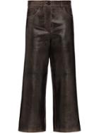Prada Cropped Leather Trousers - Black