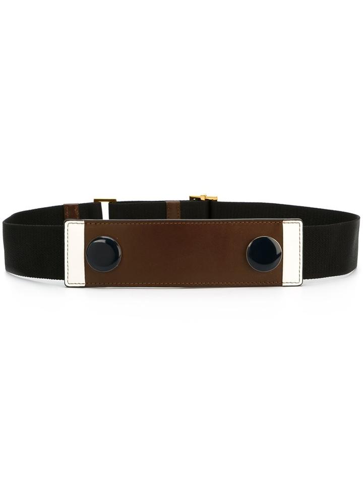 Marni Elasticated Belt, Women's, Size: Small, Brown, Calf Leather/polyester