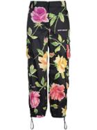 Off-white Floral Print Straight Trousers - Black