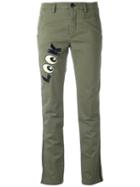History Repeats 'look' Patch Slim-fit Trousers, Women's, Size: 38, Green, Cotton/spandex/elastane