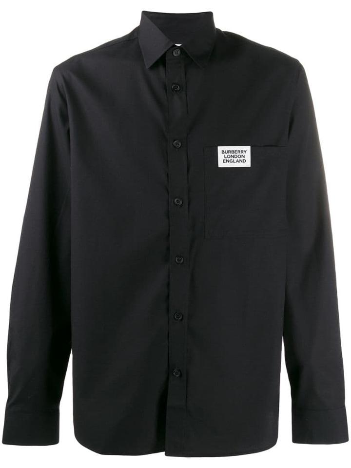 Burberry Contrast Chest Logo Patch Shirt - Black