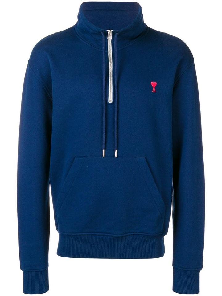 Ami Paris Ami De Caur Half-zipped Sweatshirt - Blue