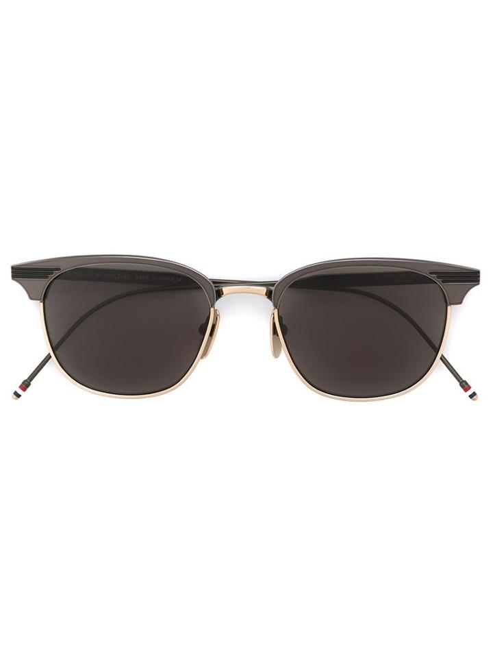 Thom Browne Rectangular Shape Sunglasses, Men's, Grey, Titanium
