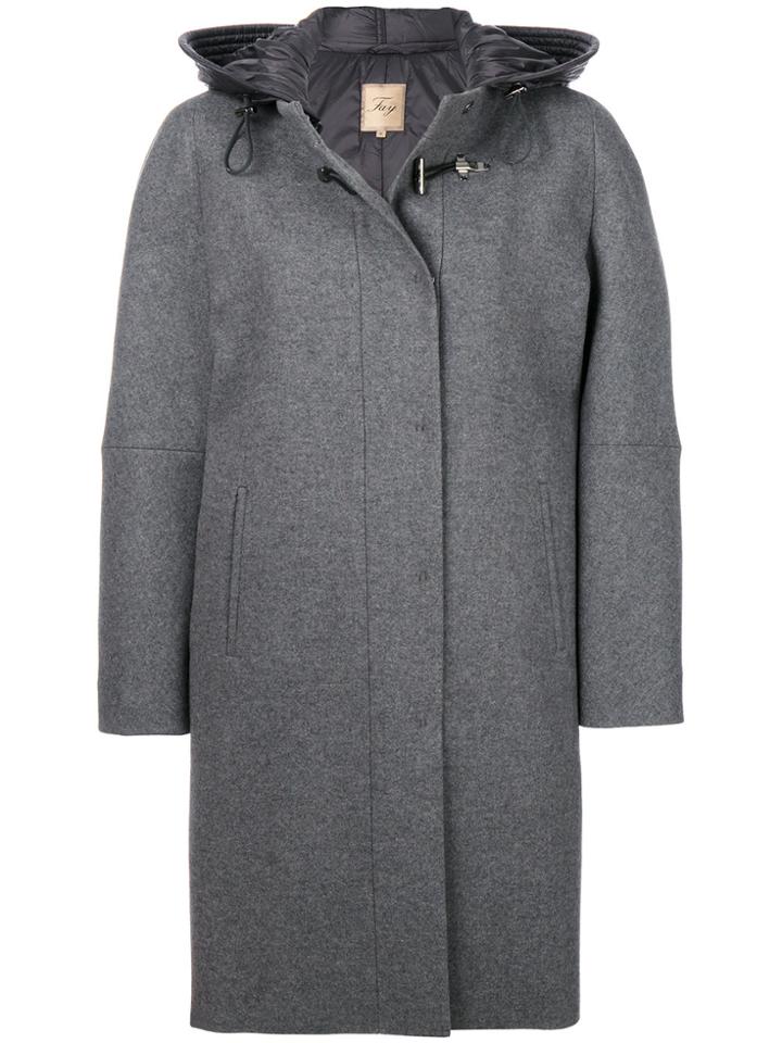 Fay Cocoon Fitted Coat - Grey