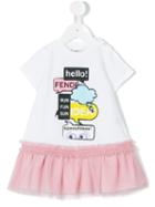 Fendi Kids - Ruffled T-shirt Dress - Kids - Cotton/polyamide/spandex/elastane - 6 Mth, White