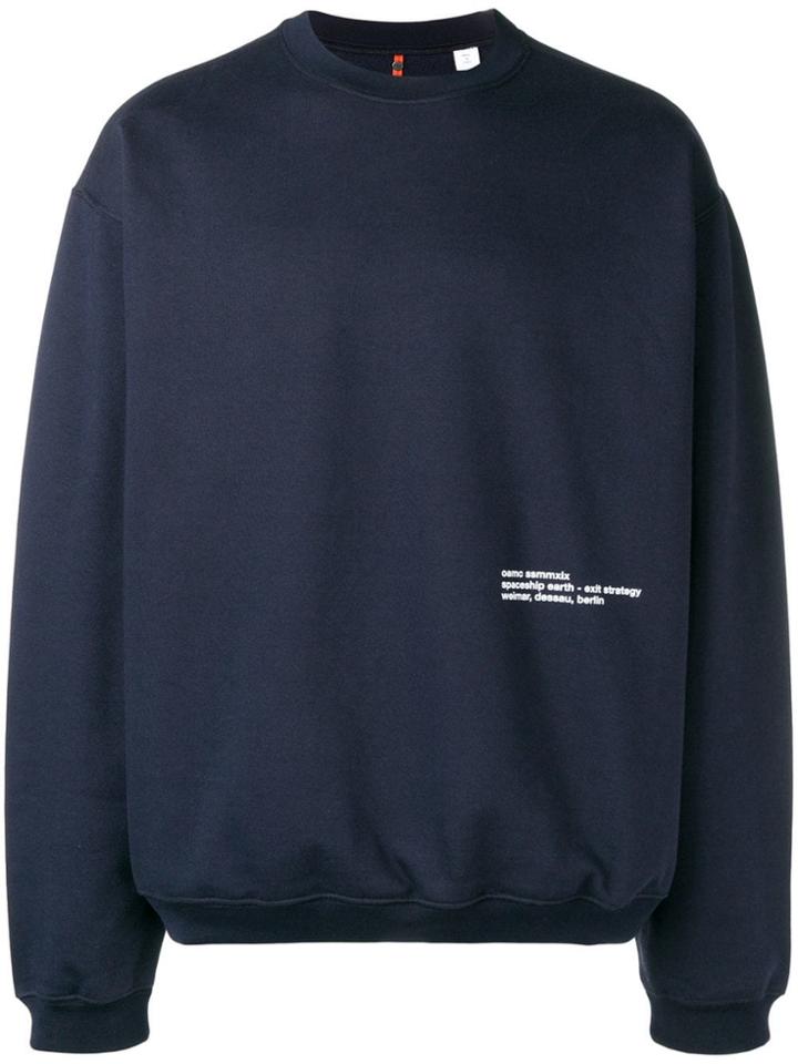 Oamc Oversized Slogan Print Sweatshirt - Blue
