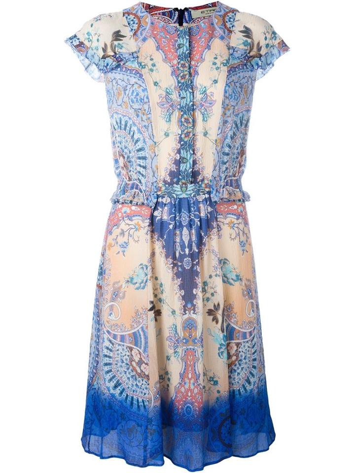 Etro - Printed Dress - Women - Silk - 42, Women's, Blue, Silk
