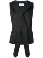 Estnation Belted Wrap Blouse, Women's, Size: 36, Black, Cotton