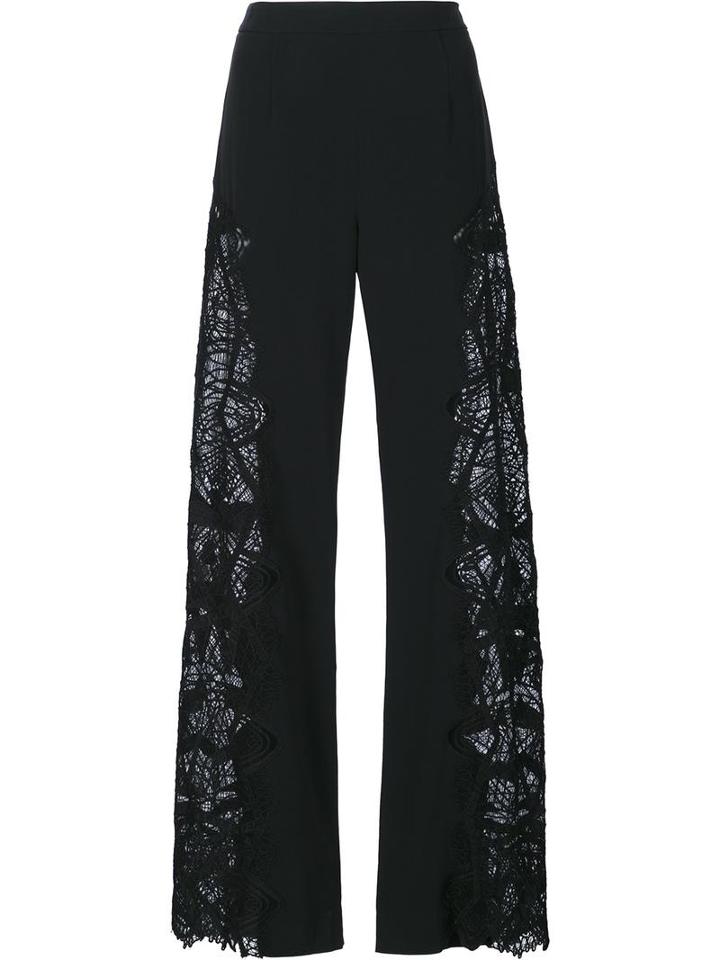 Jonathan Simkhai Embroidered Palazzo Pants, Women's, Size: 6, Black, Acetate/viscose/spandex/elastane