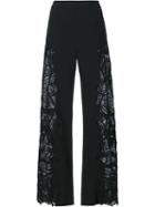 Jonathan Simkhai Embroidered Palazzo Pants, Women's, Size: 6, Black, Acetate/viscose/spandex/elastane