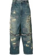 Mostly Heard Rarely Seen Distressed Cropped Jeans - Blue
