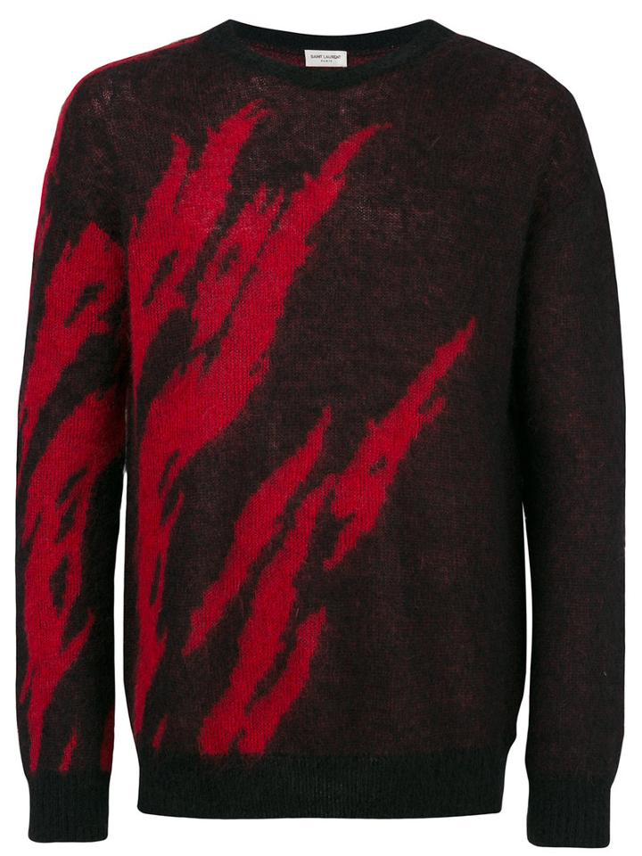 Saint Laurent - Knitted Print Sweater - Men - Polyamide/mohair/wool - S, Red, Polyamide/mohair/wool