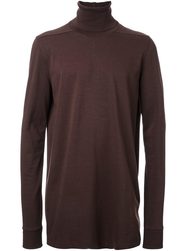 Rick Owens Roll Neck Sweatshirt, Men's, Size: Xs, Brown, Cotton