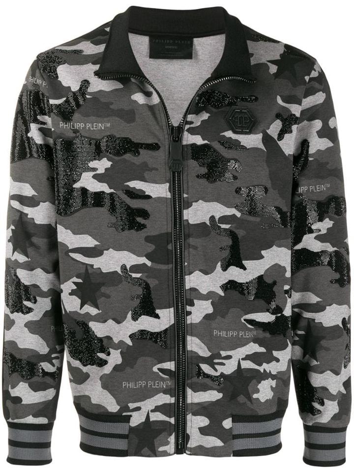 Philipp Plein Camouflage Jogging Jacket - Black