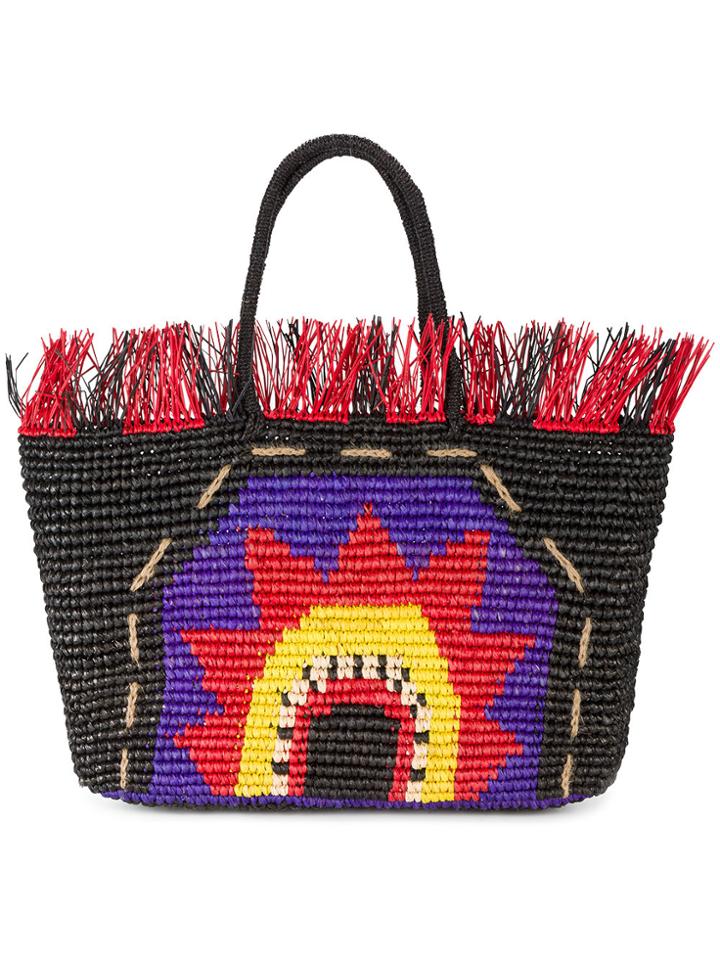 Sensi Studio Oval Frayed Tote Bag - Multicolour