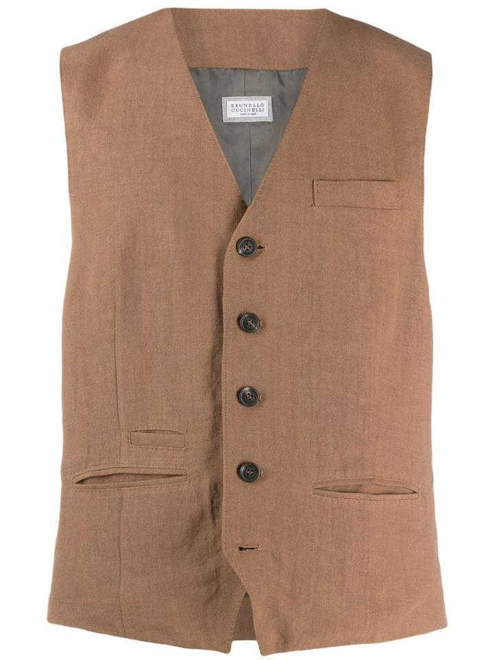 Brunello Cucinelli Button Down Waistcoat - Brown