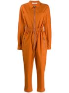 Tela Zipped Long-sleeve Jumpsuit - Orange
