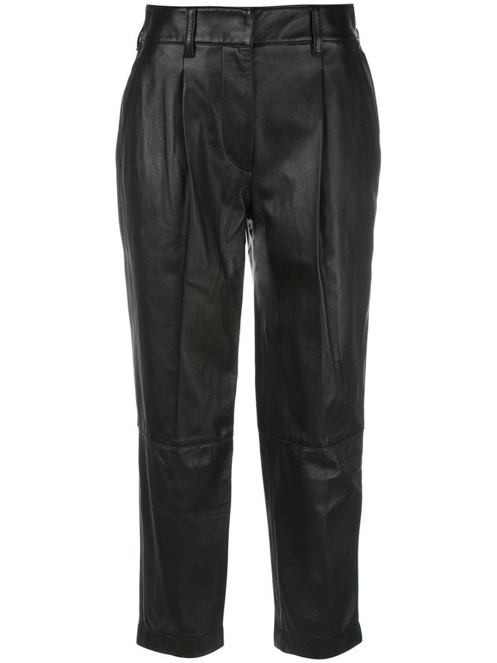 3.1 Phillip Lim Cropped Trousers, Women's, Size: 0, Black, Polyester/lamb Skin