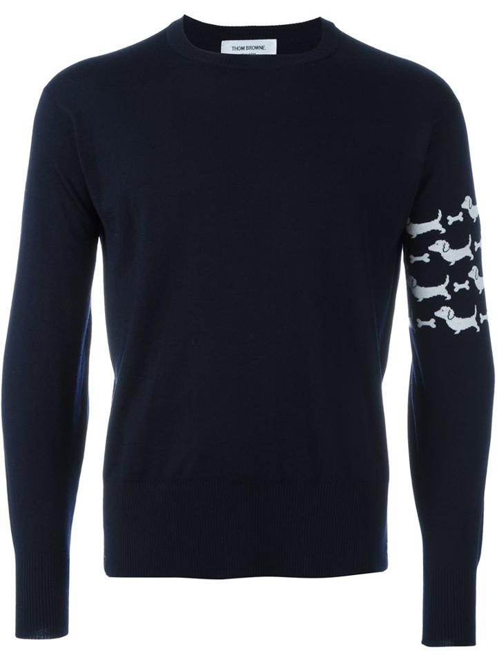 Thom Browne Dog Intarsia Jumper, Men's, Size: 0, Blue, Wool