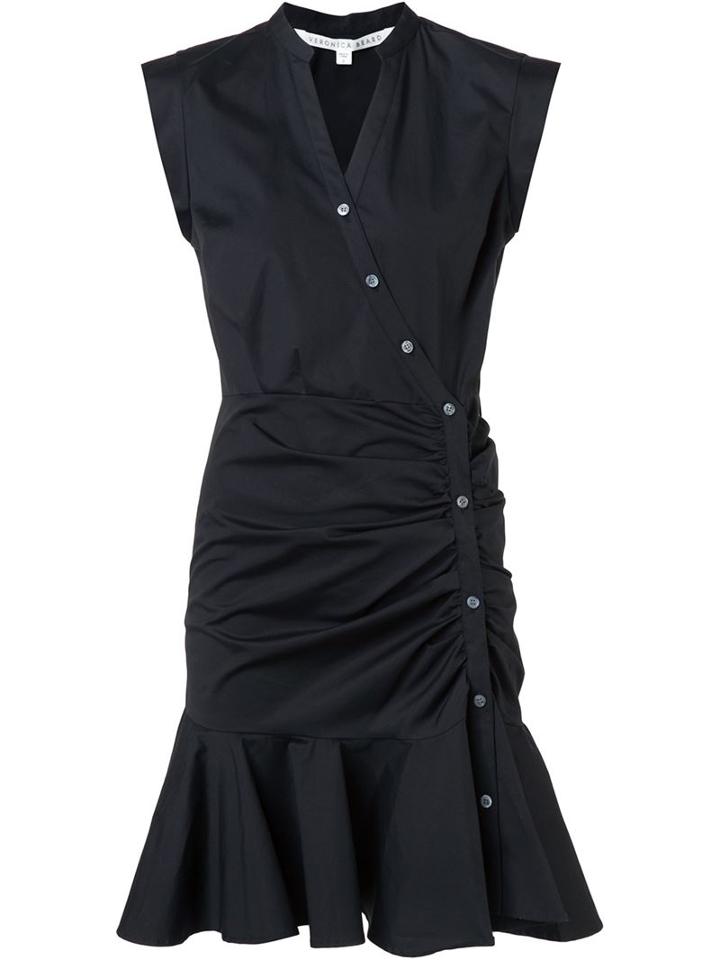 Veronica Beard Buttoned Ruffle Hem Dress