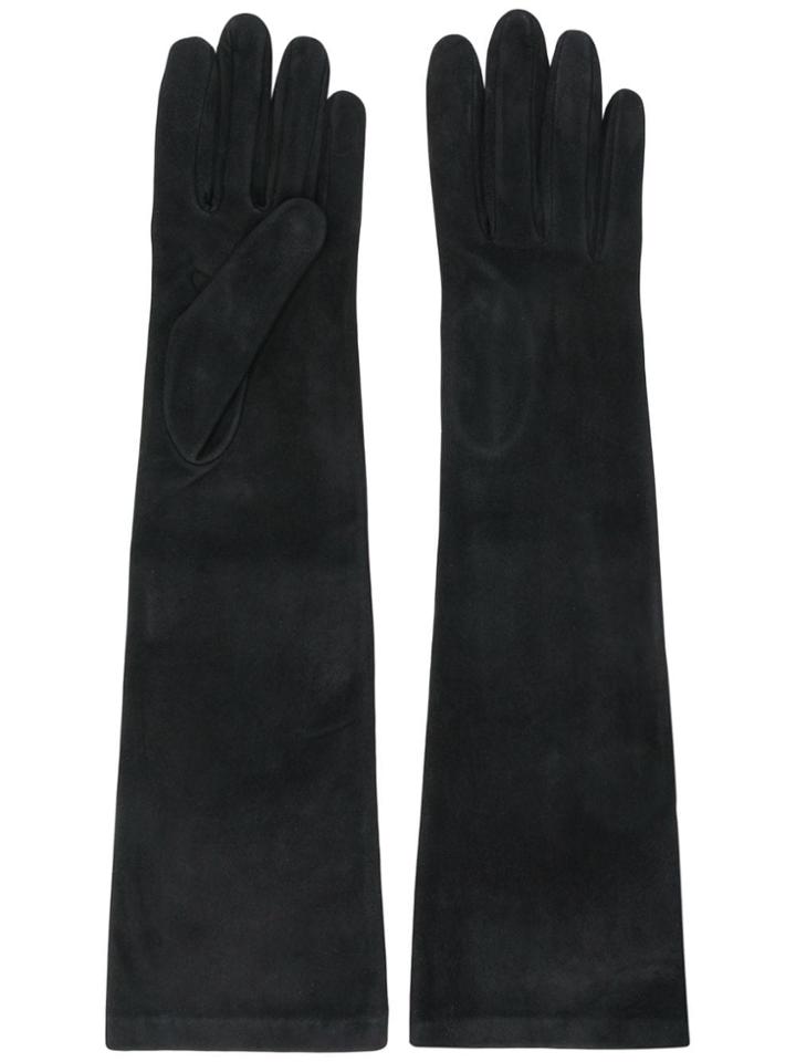 Alberta Ferretti Long Suede Gloves - Black