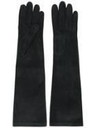 Alberta Ferretti Long Suede Gloves - Black