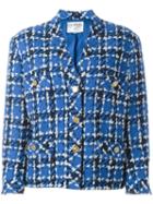 Chanel Vintage Bouclé Check Jacket, Women's, Size: 40, Blue